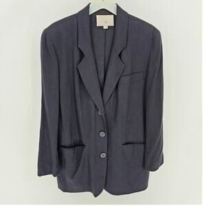 Express VTG Black Linen Blend Career Office Academia Blazer Classic Jacket Small